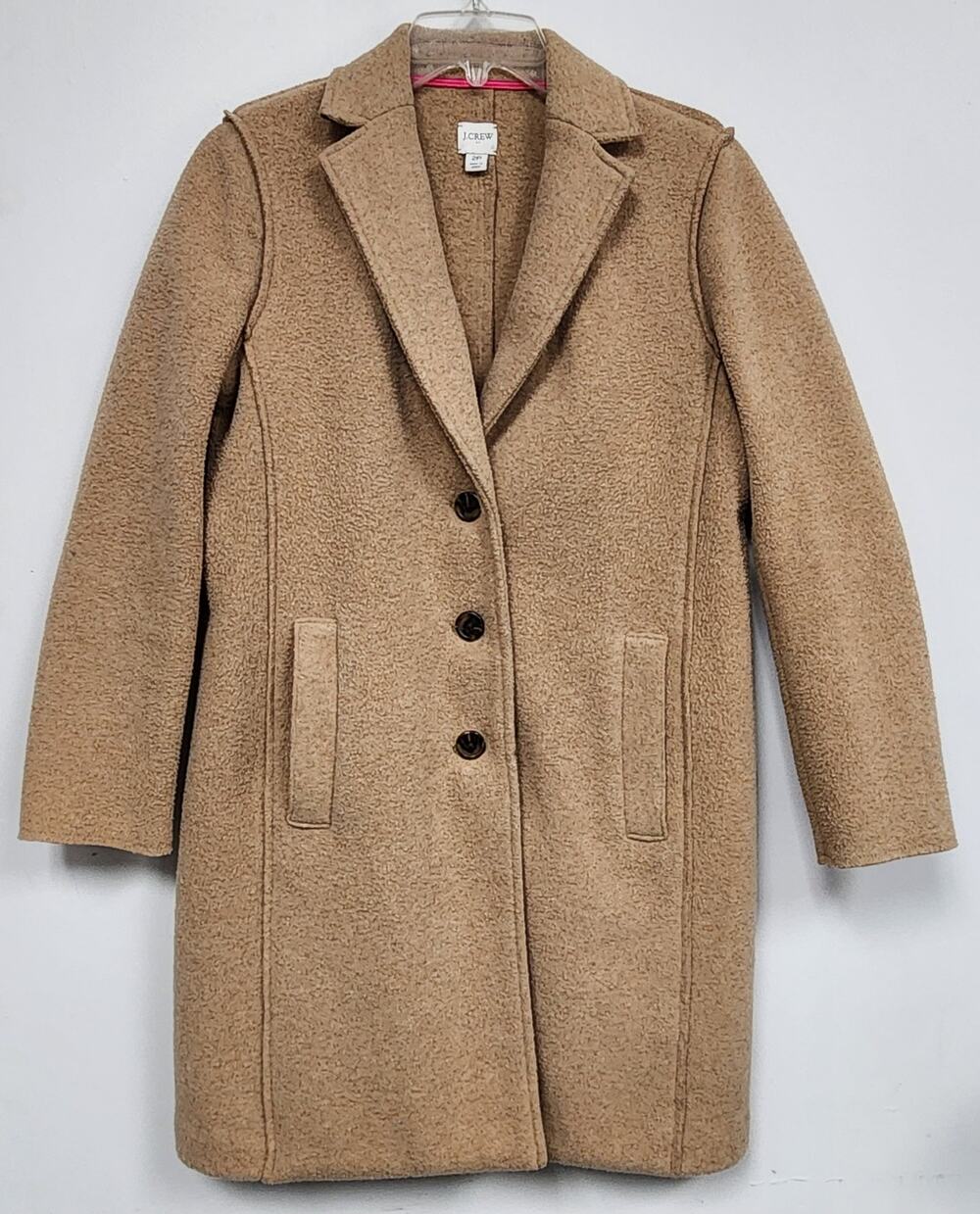 J. CREW Womens Boiled Wool Camel Coat-Size 2P